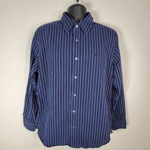 American Eagle Mens Blue & White Striped Shirt XL Button Down Premium Vtg Fit